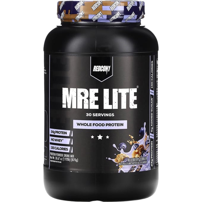Redcon1, MRE Light, Protéine d'aliments complets, Cobbler aux myrtilles, 1,92 lb (870g)