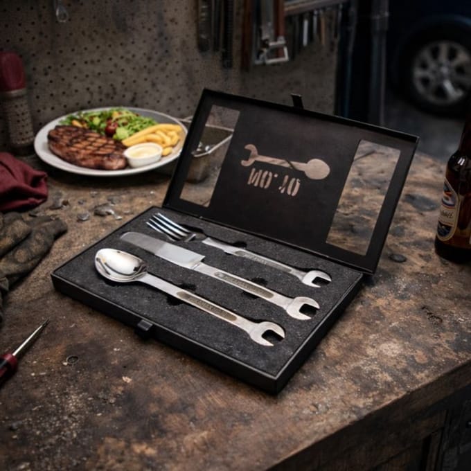 MikaMax No.10 Wrenchware - 3-delige Gereedschap Bestekset in Metalen Giftbox