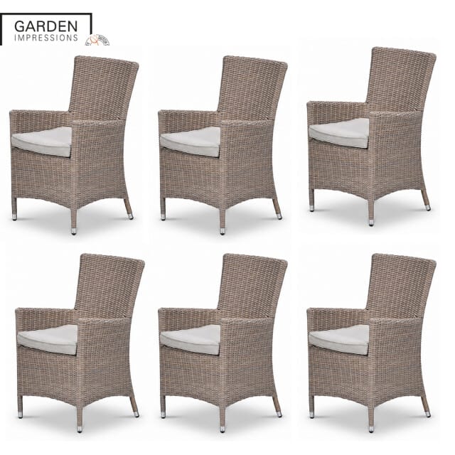 Garden Impressions Costa tuinstoelen set van 6 wicker met kussen