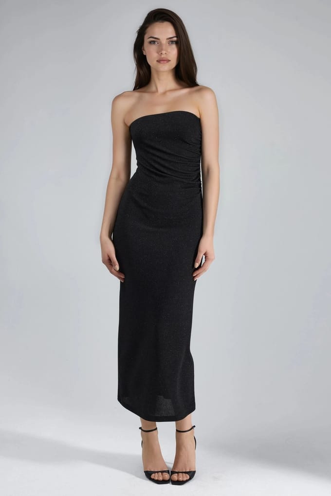 Glanzende Maxi-Jurk met Sleufdetails