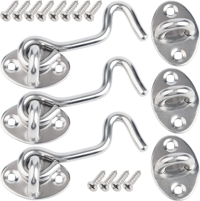 Allecto - Deurhaak en Oogsluiting - Deursloten - 3-pack 75mm - Sterke