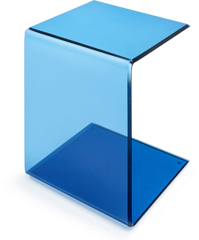 Bijzettafel Trölmapilu glas c vorm 60x40x40 cm blauw [en.casa]