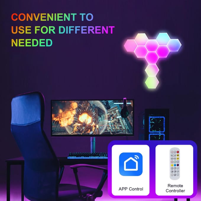 DIY BT graffiti wifi spraakbesturing zeshoekige gaming honingraat vreemd lichtbord splicing quantum wit