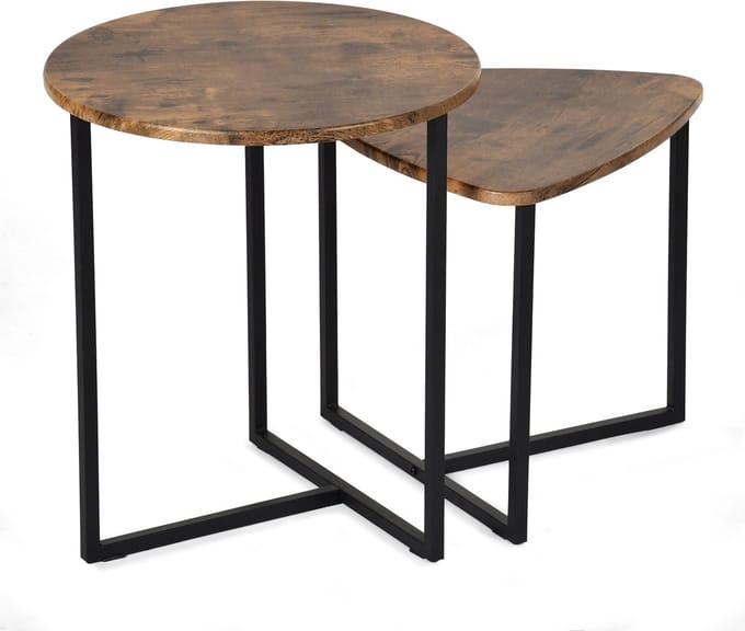 Bijzettafel - Set van 2 MDF Zonder scherpe randen - Donker eiken