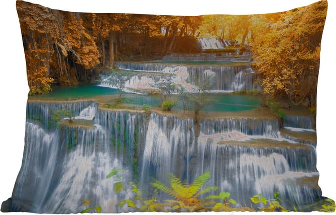 Buitenkussens - Tuin - Waterval - Herfst - Bomen - Bruin - Water - 50x30 cm