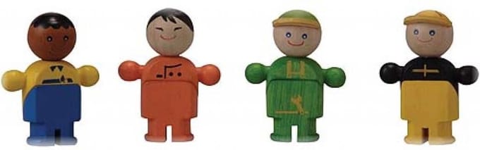 Plan Toys Plan City houten speelstad poppentjes Winkeliers