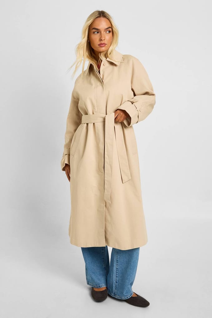 boohoo Dames Gordel Trenchcoat | Steen | Maat: 36