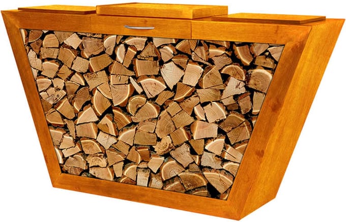 Buitenhaard met houtopslag - Robuust roest look