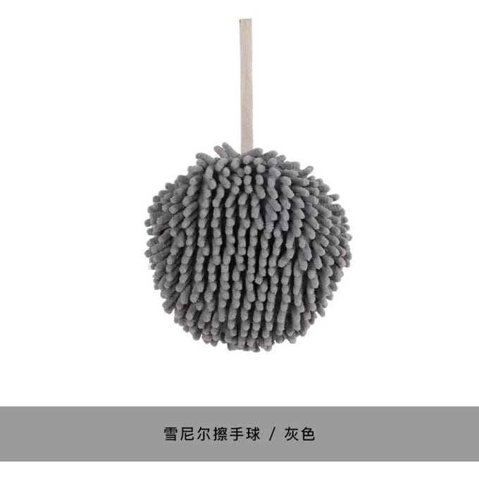 Serviettes Microfibre Serviettes à Main Chenille Serviette à Main Cuisine Salle de Bain Boule avec Boucles de Suspension Séchage Rapide Douce Absorbante gris foncé