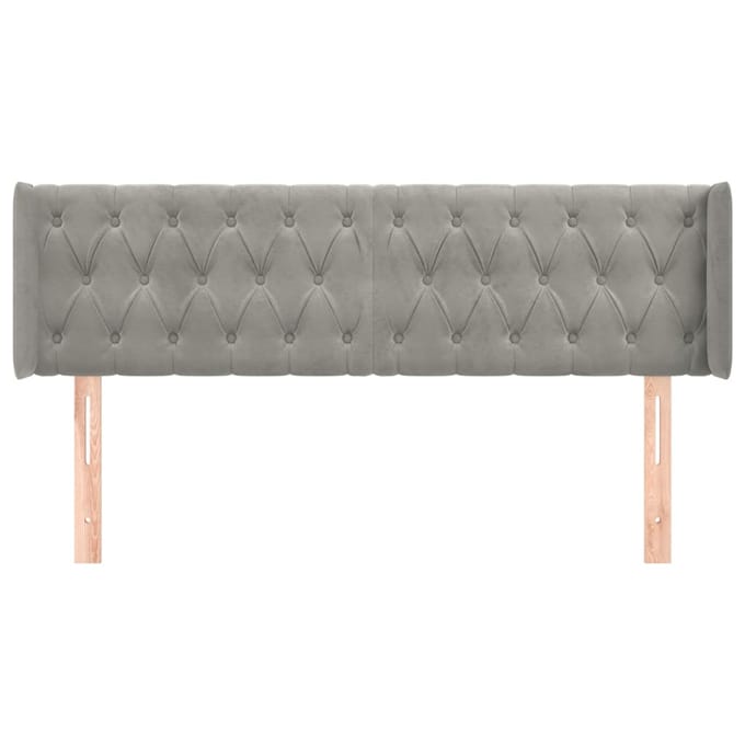 vidaXL - Hoofdbord - met - randen - 147x16x78/88 - cm - fluweel - lichtgrijs