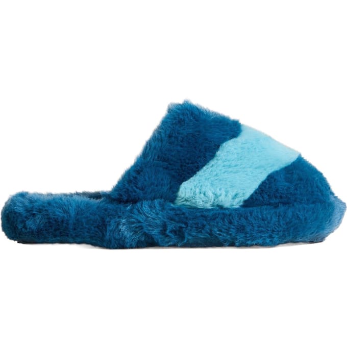 White Stuff Faux Fur Mule Slipper Teal Multi Größe: M | Flip-Flops Outlet | Damen | Cyan