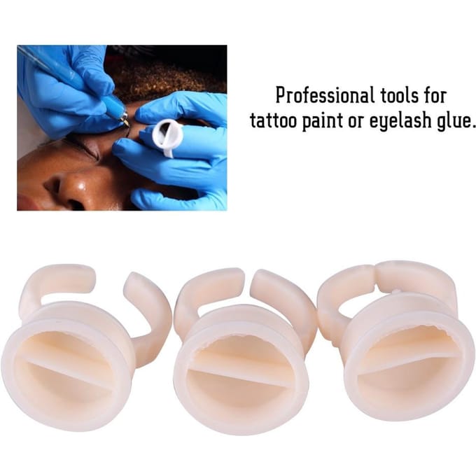 100 stuks Siliconen Semi-permanente Tattoo Inkt Ring Cup voor Pigmenthouder L blue