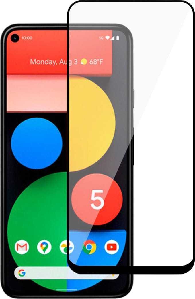 1x Screenprotector geschikt voor Google Pixel 5 - Glas Tempered Screen Protector Full Screen