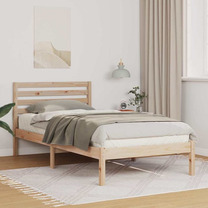 vidaXL - Bedframe - met - hoofdeinde - Bruin - 100 - x - 200 - cm - Massief - grenenhout
