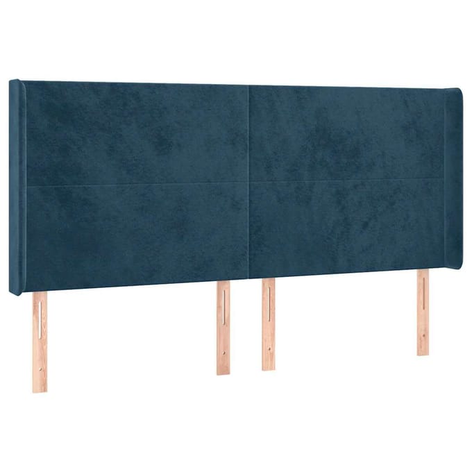 vidaXL - Hoofdbord - LED - 163x16x118/128 - cm - fluweel - donkerblauw