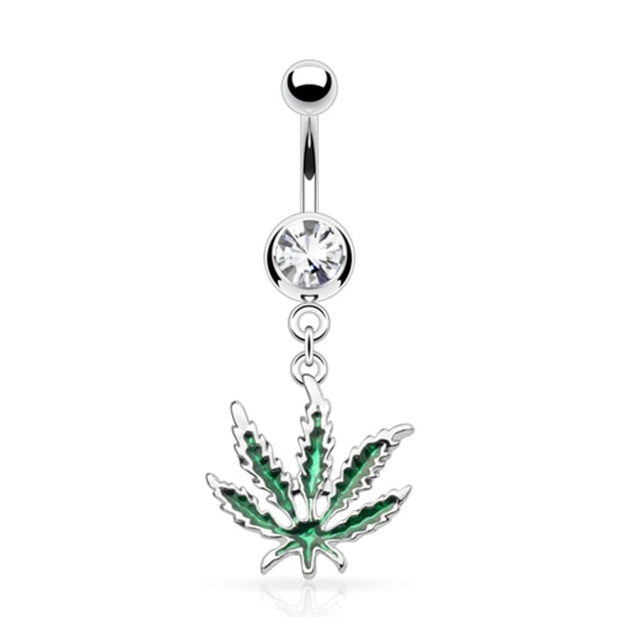 Navelpiercing weed plantje - zilver - LMPiercings