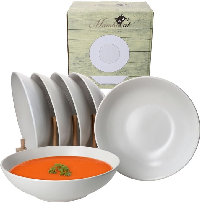 Set van 6 soepborden 20,5cm Wit Biata steengoed