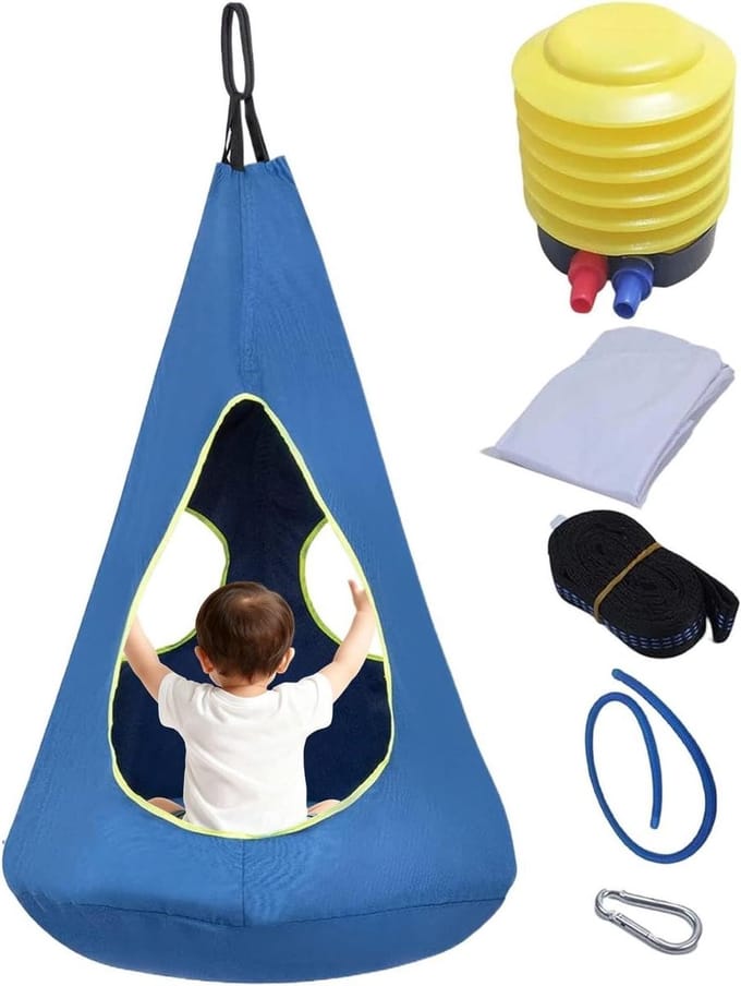 Kinder Schommelstoel - Hangmatstoel Pod - Buiten Spelen - Multifunctioneel Ontwerp - Max 150 kg - Saffier