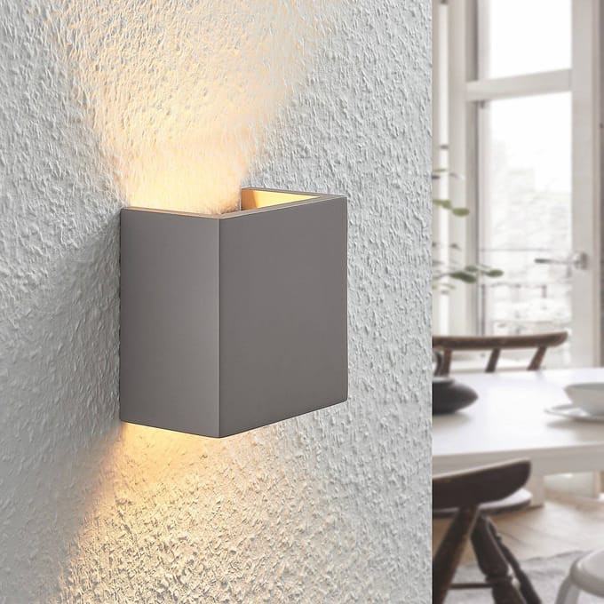 Lindby - wandlamp - 1licht - beton - H: 12.5 cm - G9 - grijs