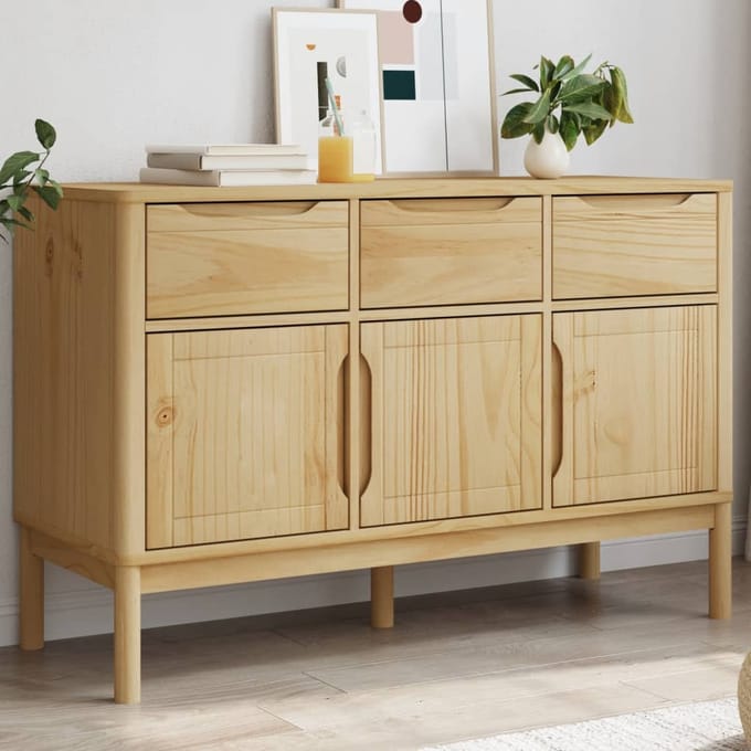 vidaXL - Dressoir - FLORO - 114x43x74 - cm - massief - grenenhout - wasbruin