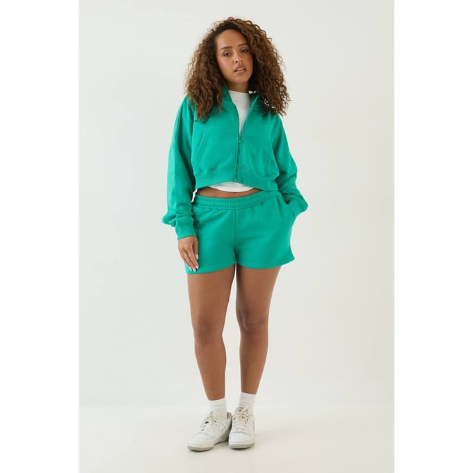 Dames Dsgn Studio Boxy Crop Hoodie Met Rits | Groente | Maat: Medium