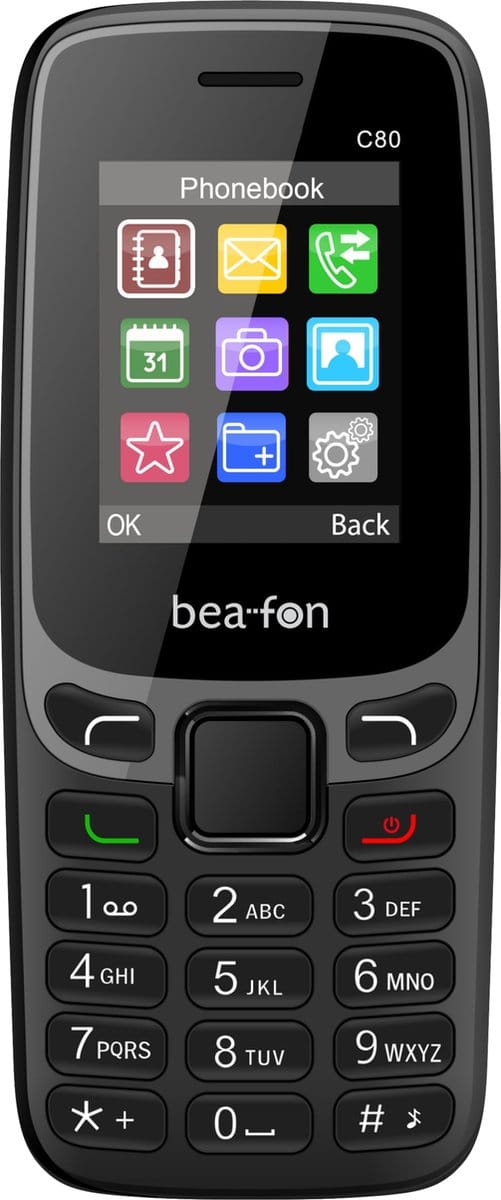 Beafon C80 LTE 4G eenvoudige gsm 4,5 cm (1.77") 67 g Zwart