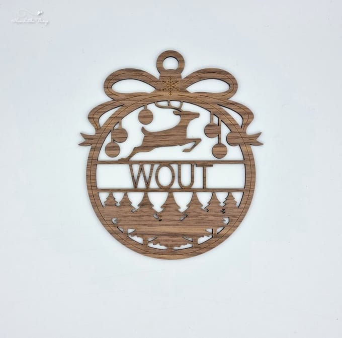 [Nice Little Things] - Maxi Kerst Ornament - Met naam - Walnoot - Rendier