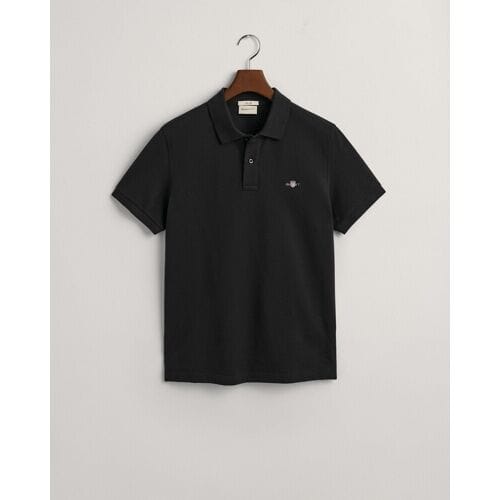 Gant Polo Slim Subtle Shield Embroidery Piqué Uni Zwart / male