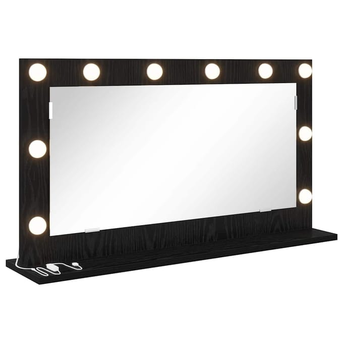 vidaXL - Make-up - Spiegel - Zwart - Eiken - 80 - x - 45 - x - 18 - cm - Rechthoekig