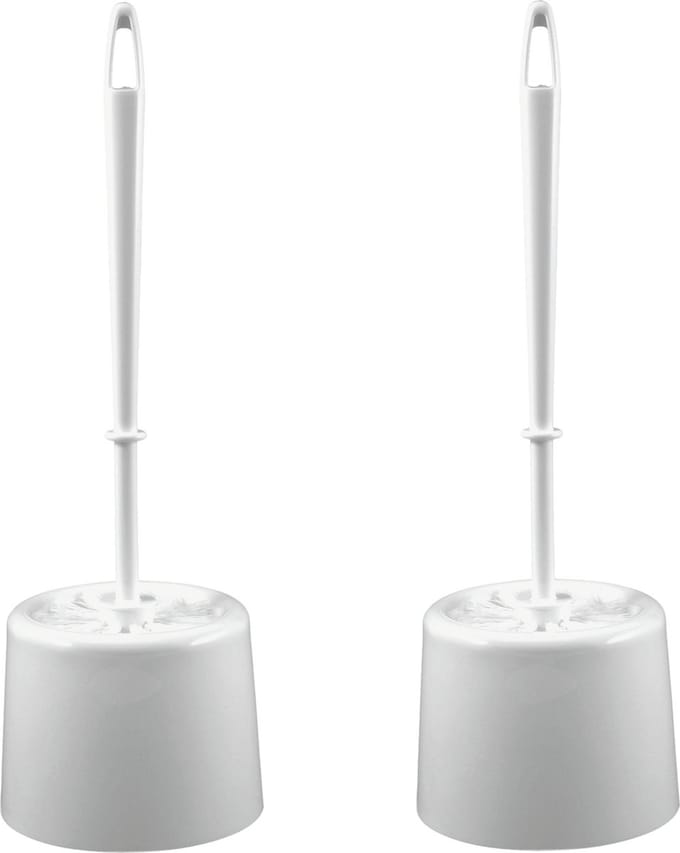Sorex Toiletborstel met houder - 2x - wit - 39 x 9 cm - rond