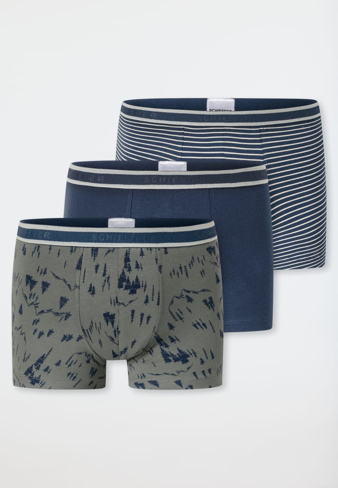 Shorts, set van 3, met streepjes blauw/groen - 95/5 140