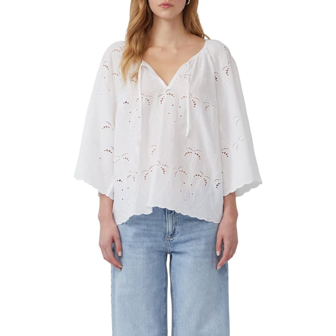 Blouse met Engelse borduur voor dames QS