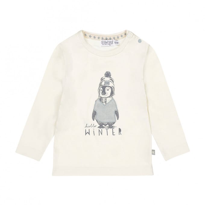 Dirkje Pinguin T-shirt - Maat 68 - Offwhite