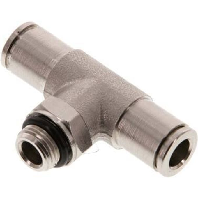 6mm x G1/8'' inline T-stuk Messing Insteekfitting Buitendraad Draaibaar NBR