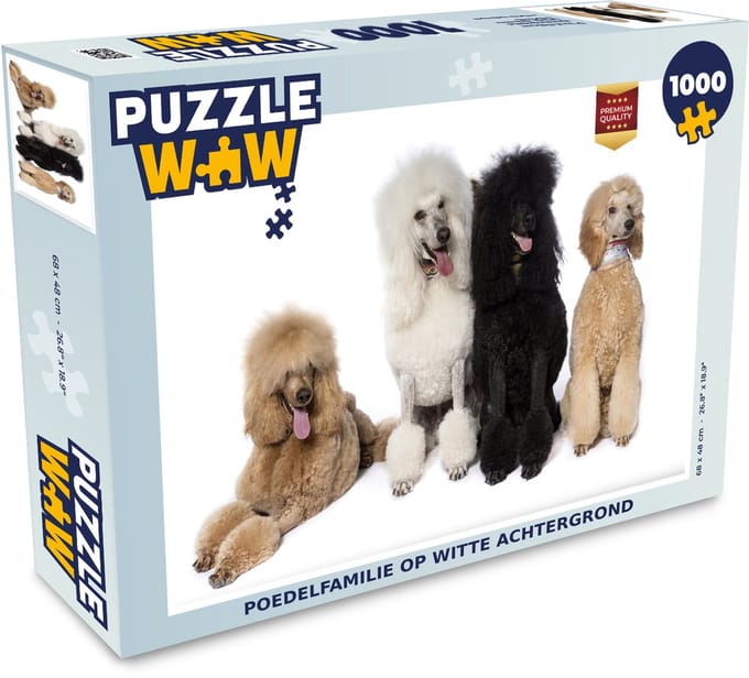 Puzzel Poedelfamilie op witte achtergrond - Legpuzzel - Puzzel 1000 stukjes volwassenen