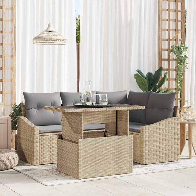 vidaXL - Tuinbank - Set - 5 - st - Beige - en - Lichtgrijs
