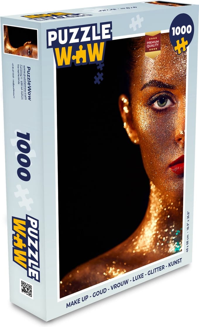 Puzzel Make up - Goud - Vrouw - Luxe - Glitter - Kunst - Legpuzzel - Puzzel 1000 stukjes volwassenen
