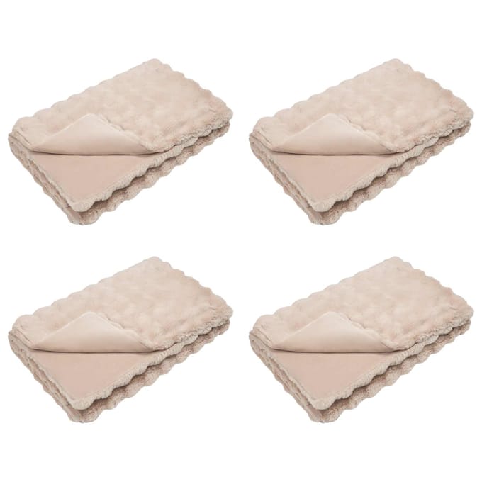vidaXL - Antislip - deken - van - imitatie - konijnenbont - Olite - 4 - st - Beige