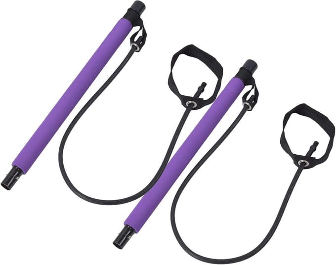 Pilates Bar Set - Fitness Stick - Thuis Trainen - Multifunctioneel Ontwerp - 92 cm Lengte - Grijs