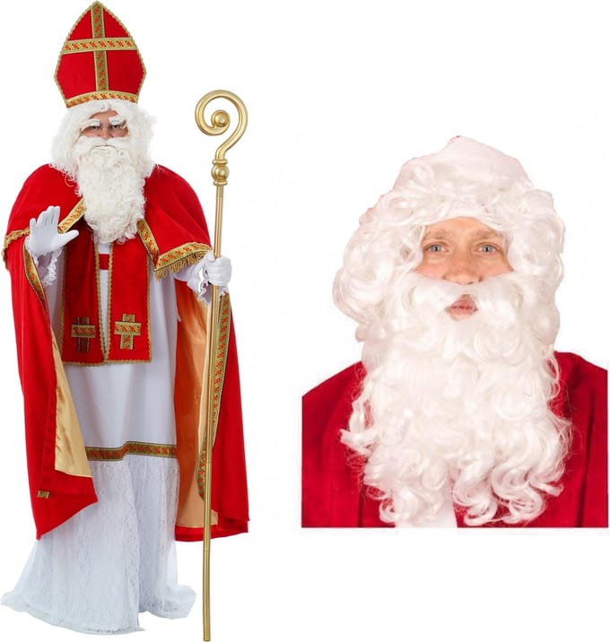 Sinterklaas kostuum - inclusief witte pruik met baard
