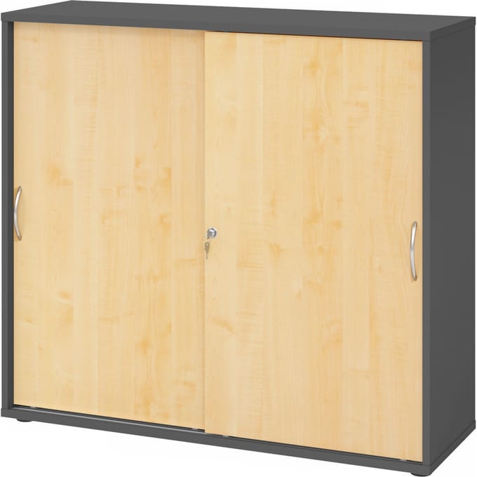 BETA 1753S | Schuifdeurkast | 3 OH - Graphite/Esdoorn Metalen handgreep