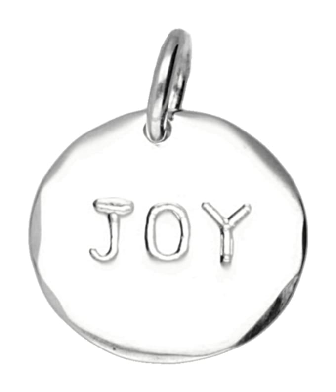Zilveren tekst JOY rond kettinghanger
