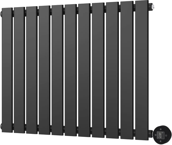 Quality Heating Calysta – Elektrische Convector Kachel – 800W – Horizontaal Wandmodel – Zwart – Met Thermostaat & Timer – IP24