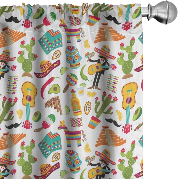ABAKUHAUS Mexicaanse gordijnen – 2x75x225 cm – microvezel – halfdonker