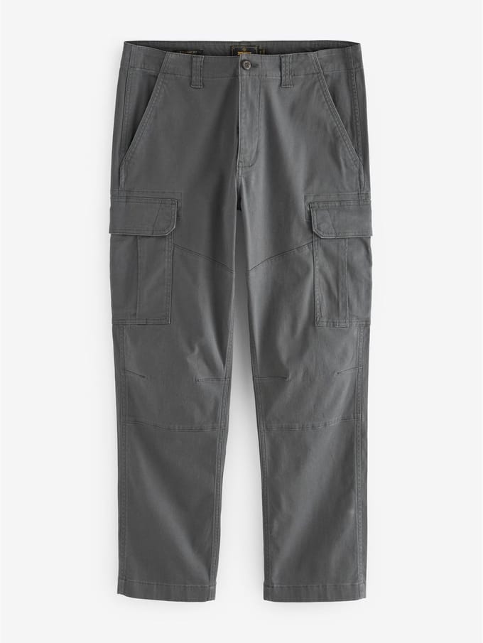 Next - Heren - Straight fit - Katoenen cargostretchbroek - Grijs