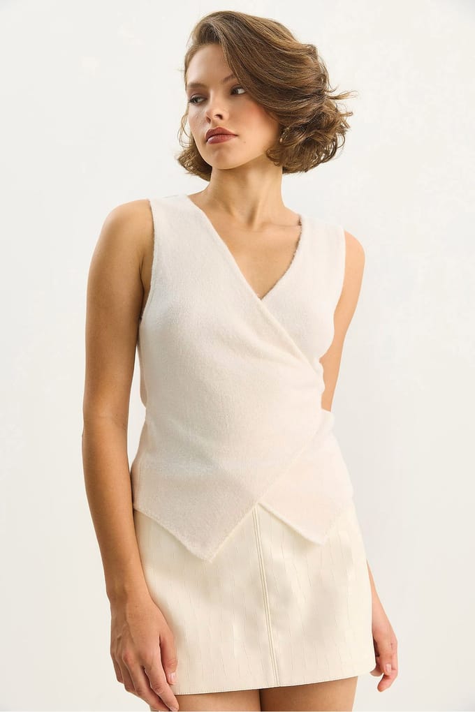 Slim Fit V-hals Gilet met Striksluiting