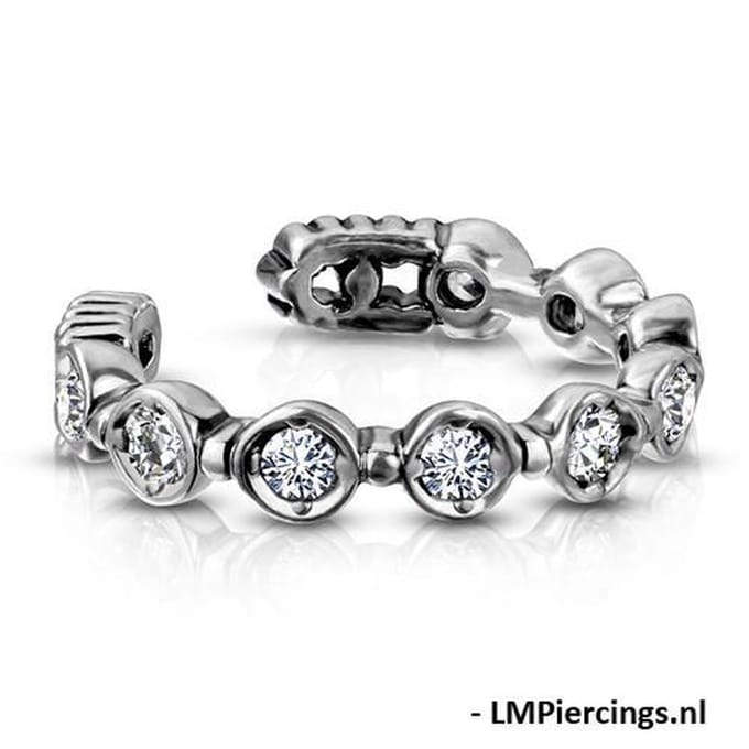 Fake piercing 9 round CZ prong-set - LMPiercings