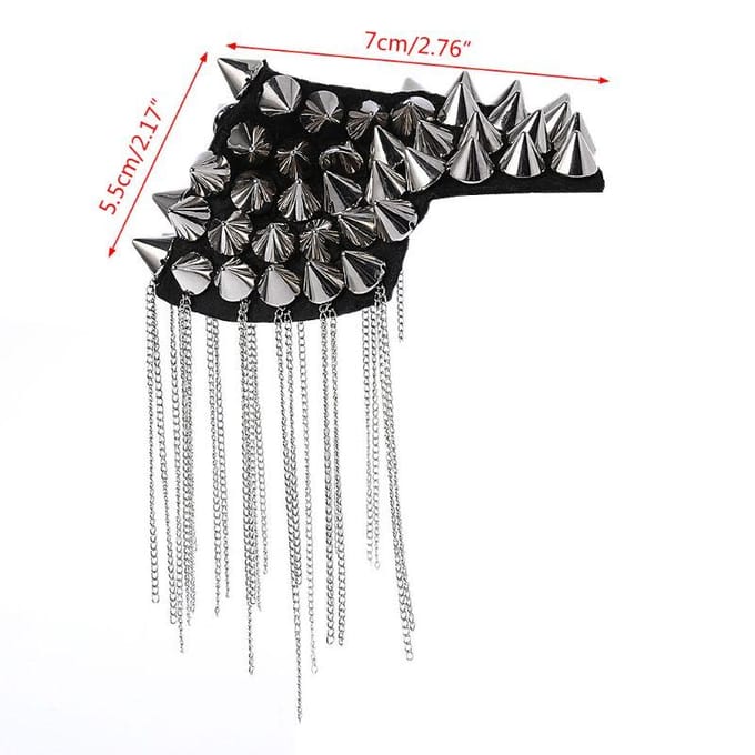 Punk Gotische Kwast Stud Pin Broche Epaulette Schouderteken Bord Epaulet 649c black