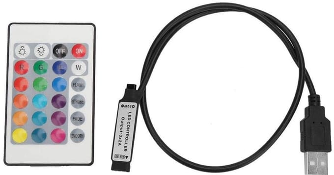 Allecto - LED Strip Controller - Draadloze Afstandsbediening - Multi-instelfuncties - USB Licht Effect - RGB Kleuren - Geschikt voor Binnen