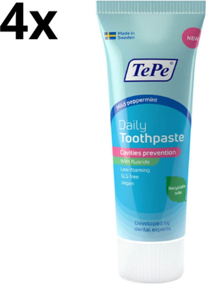 TePe Daily Tandpasta - 4 x 75 ml - Voordeelverpakking
